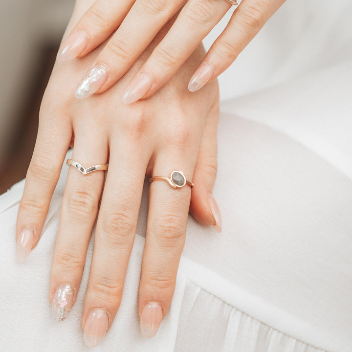 Tilted Oval Cremation Ring in 14K Yellow Gold