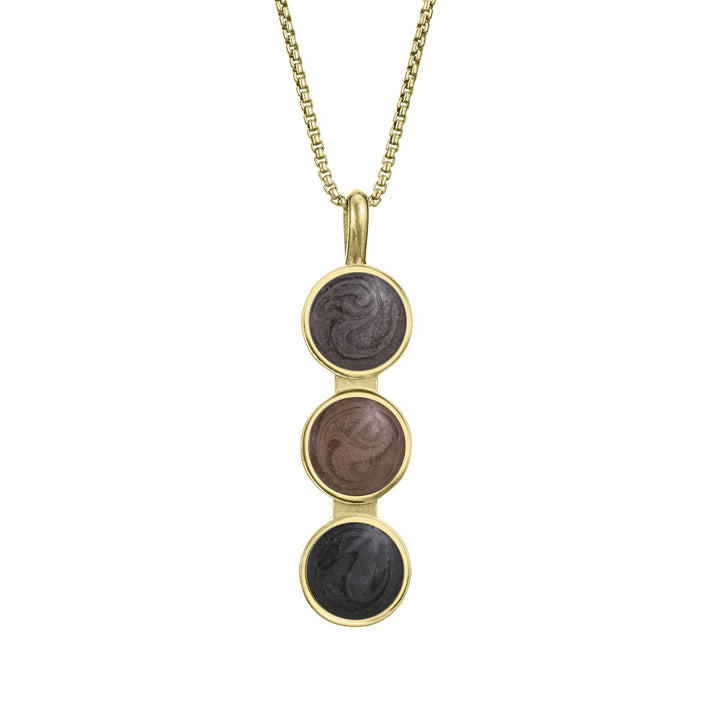 The Triple Setting Circle Ashes Pendant designed in 14K Yellow Gold by close by me jewelry from the front