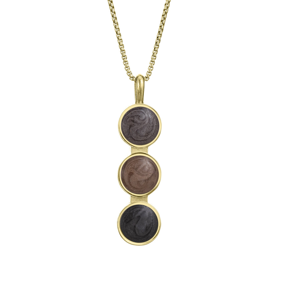 The Triple Setting Circle Ashes Pendant designed in 14K Yellow Gold by close by me jewelry from the front