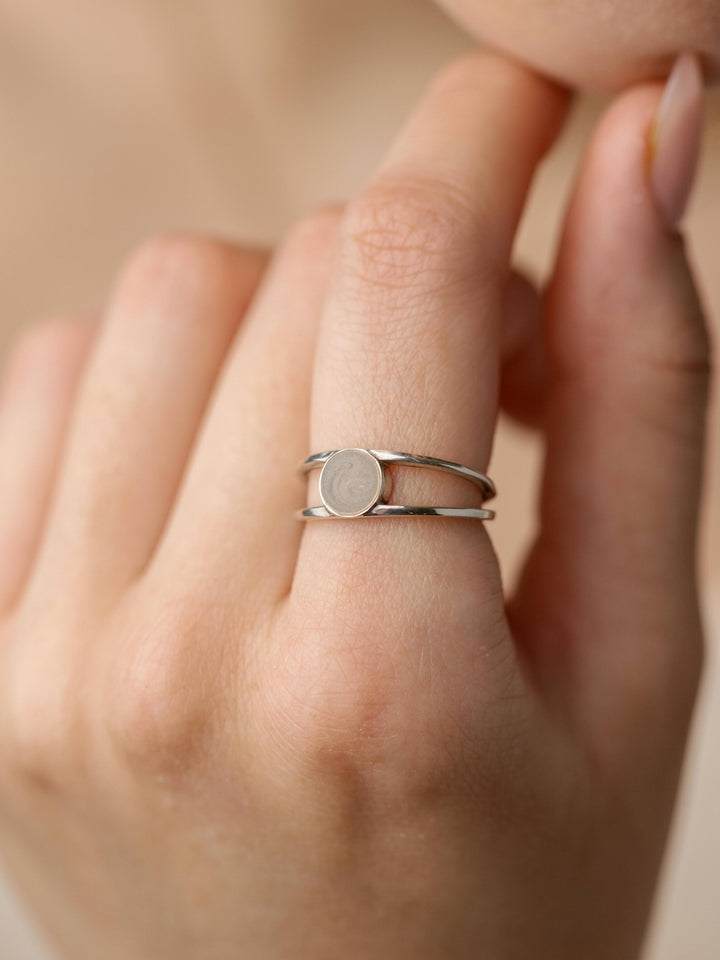 Twin Band Cremation Ring in 14K Yellow Gold