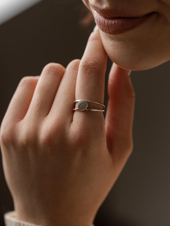 Twin Band Cremation Ring in 14K Yellow Gold