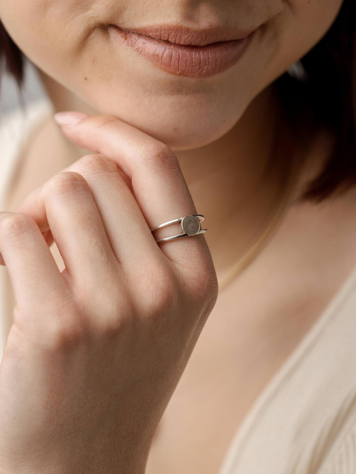 Twin Band Cremation Ring in 14K Yellow Gold