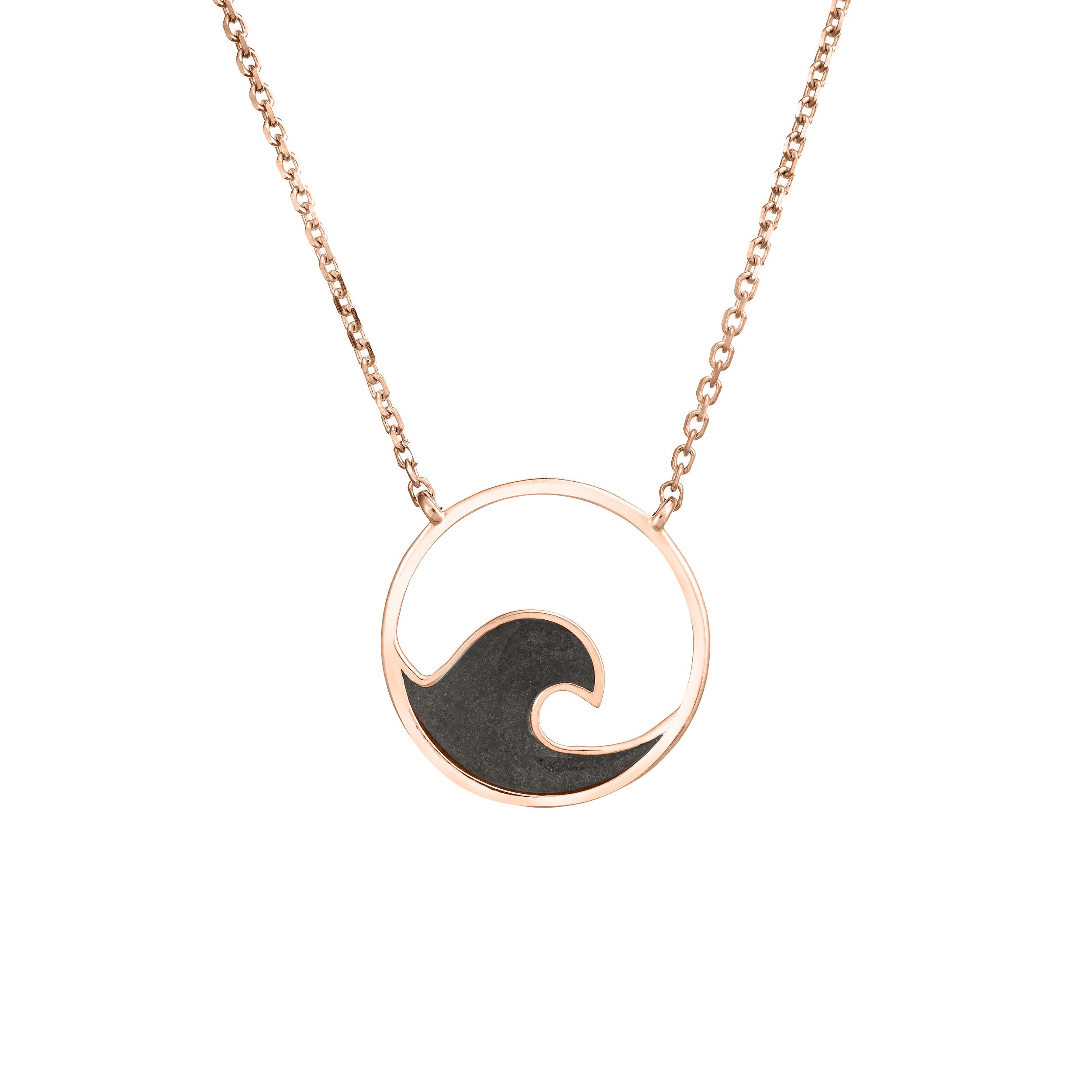 Wave Cremation Necklace in 14K Rose Gold – closebymejewelry