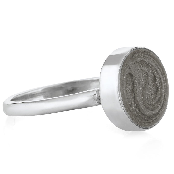 Pictured here is the 12mm Circle Stacking in 14K White Gold by close by me from the side