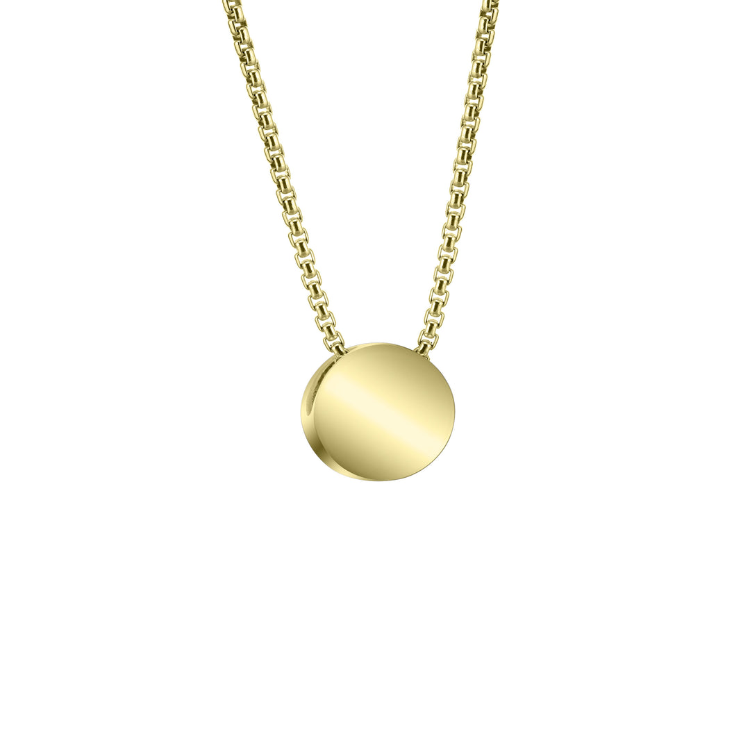 Pictured here is the 6mm Sliding Solitaire Ashes Pendant design by close by me jewelry in 14K Yellow Gold from the back
