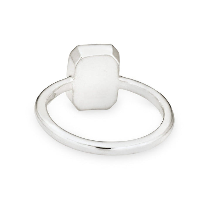 Pictured here is the 14K White Gold Cushion Art Deco Cremation Ring by close by me jewelry from the back