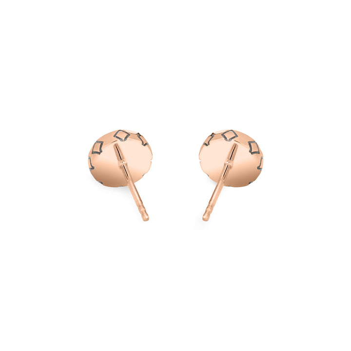 This photo shows close by me jewelry's 14K Rose Gold Detailed Circle Stud Ashes Earrings from the back