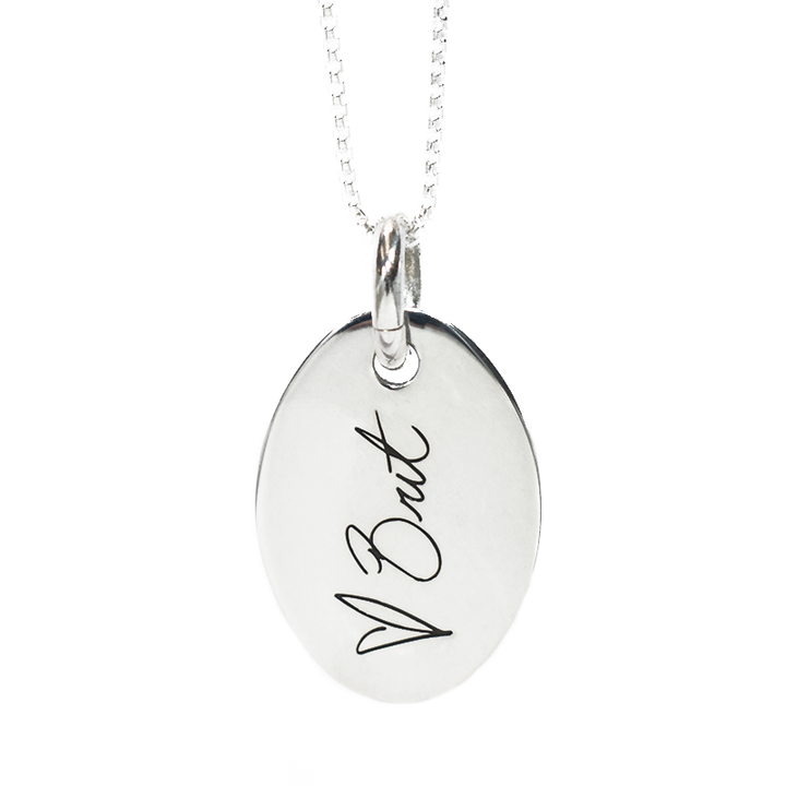 Oval Necklace with Handwriting Engraving