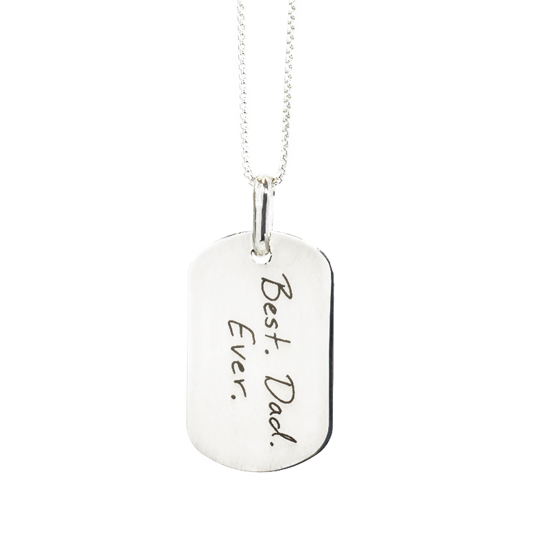 Rectangular "Dog Tag" Necklace with Handwriting Engraving