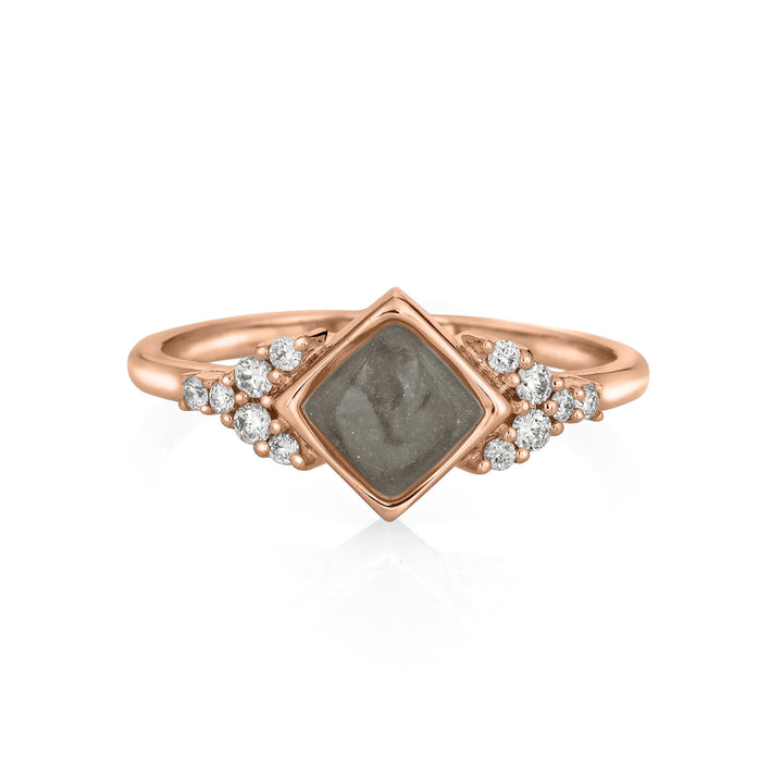 Pictured here is close by me's 14K Rose Gold and Champagne Diamond Kite Setting Cluster Ring from the front
