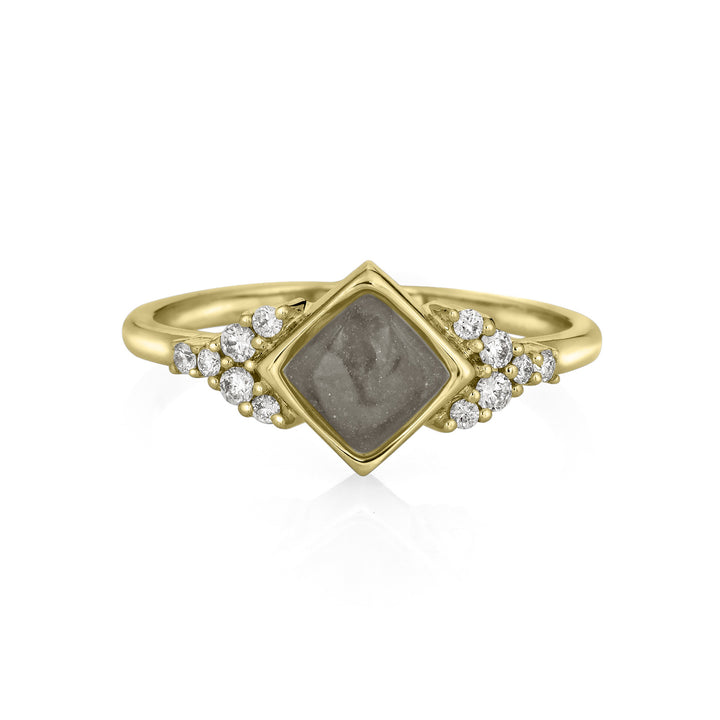 Pictured here is close by me's Kite Setting Champagne Diamond Cluster Ring design from the front
