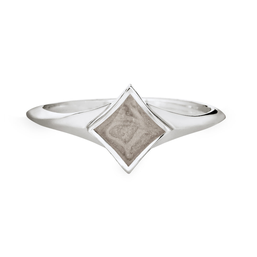 This photo shows the Sterling Silver Luminary Ashes Ring by close by me jewelry from the front