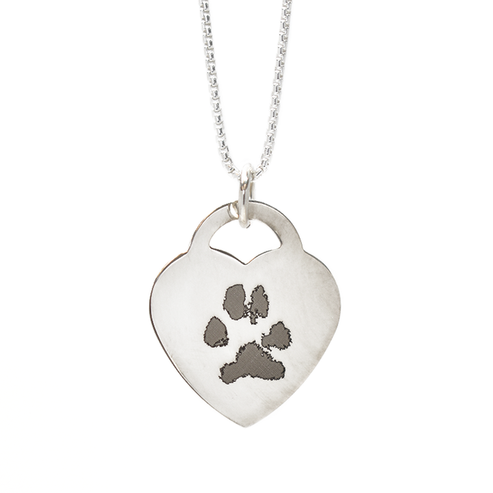 Heart Necklace with Handprint Engraving