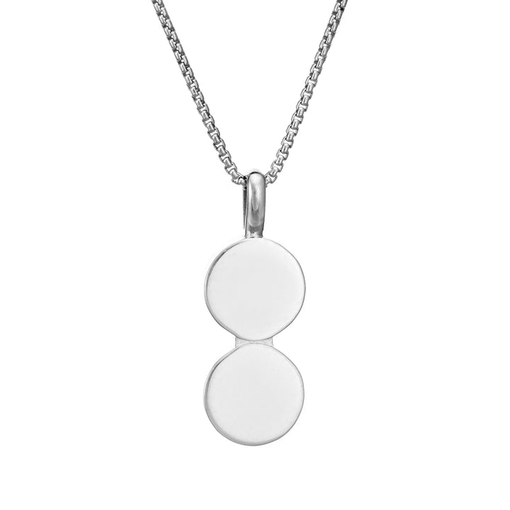 Double Circle Setting Cremation Necklace in Sterling Silver