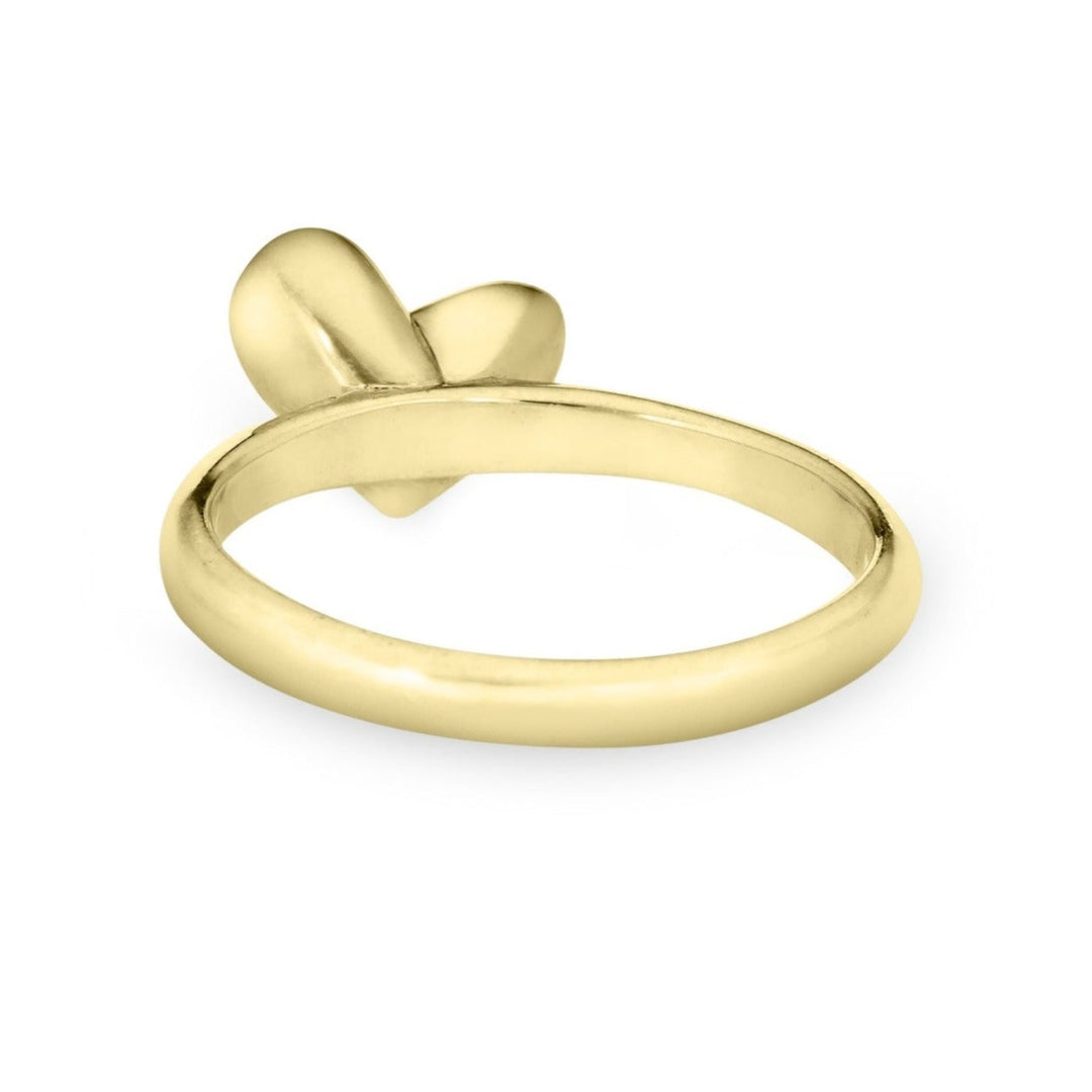 This photo shows the Signature Heart Stackable Band Ring with ashes in 14K Yellow Gold designed by close by me jewelry from the back