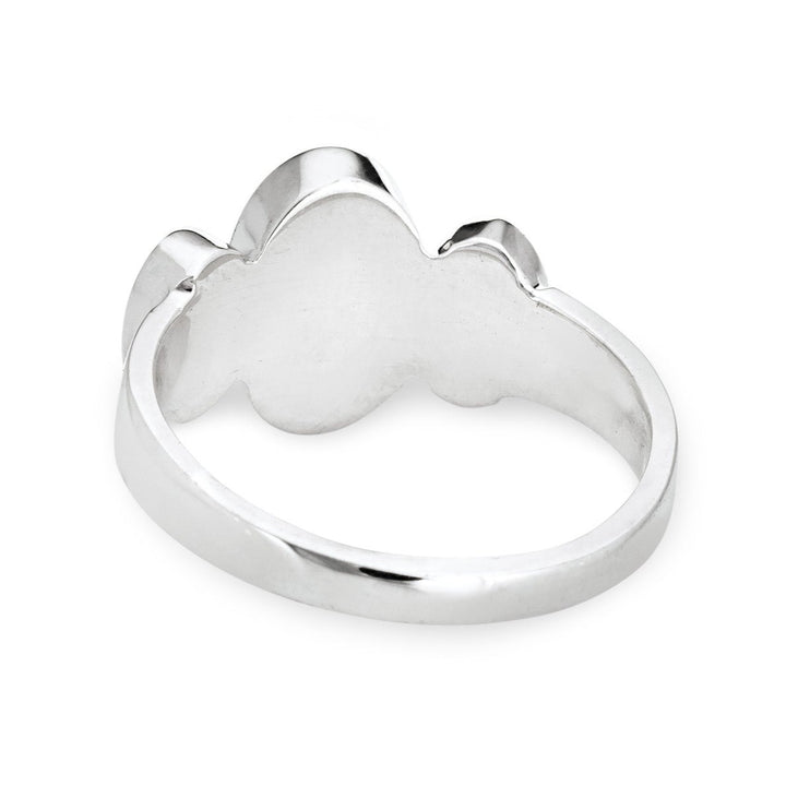 Pictured here is the 14K White Gold Triple Oval Ashes Ring design by close by me jewelry from the back