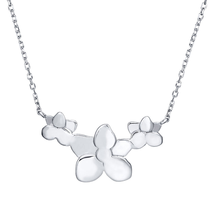 This photo shows the Hydrangea Cluster Cremation Necklace with cremated remains designed in 14K White Gold by close by me jewelry from the back