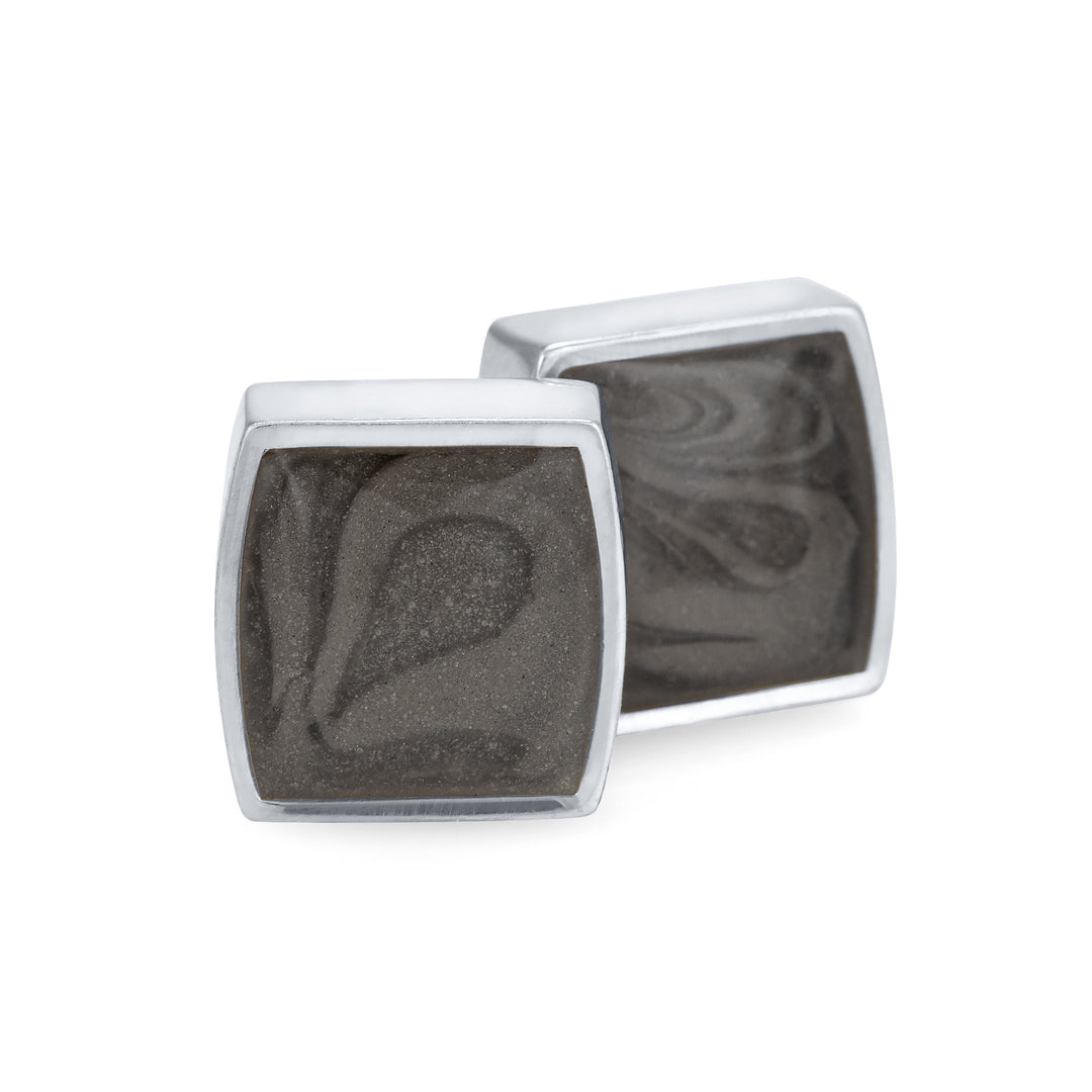 Square Cremation Cufflinks in 14K White Gold