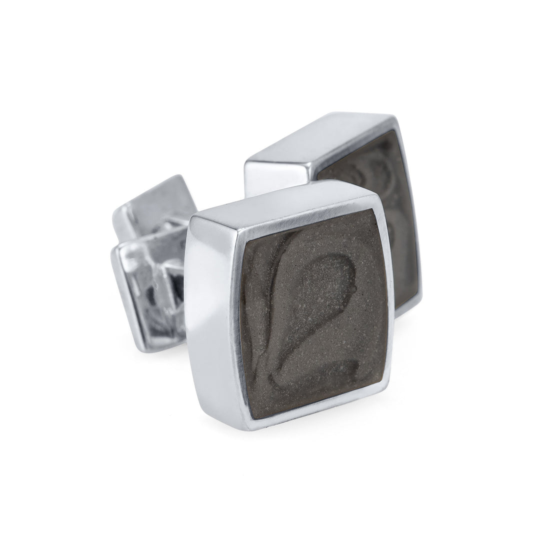 Square Cremation Cufflinks in 14K White Gold