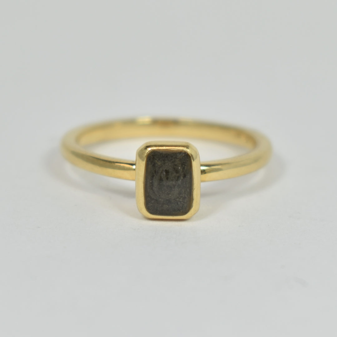 Sale | Small Rectangle Stacking Ring in 14K Yellow Gold, size 7