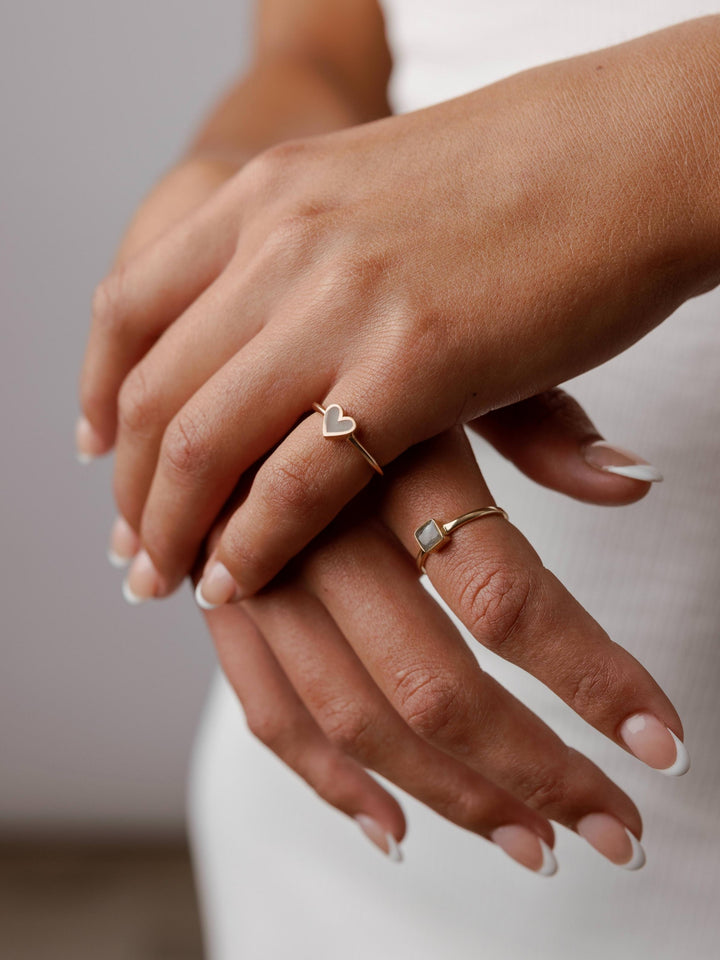 Dainty Heart Cremation Ring in 14K Rose Gold