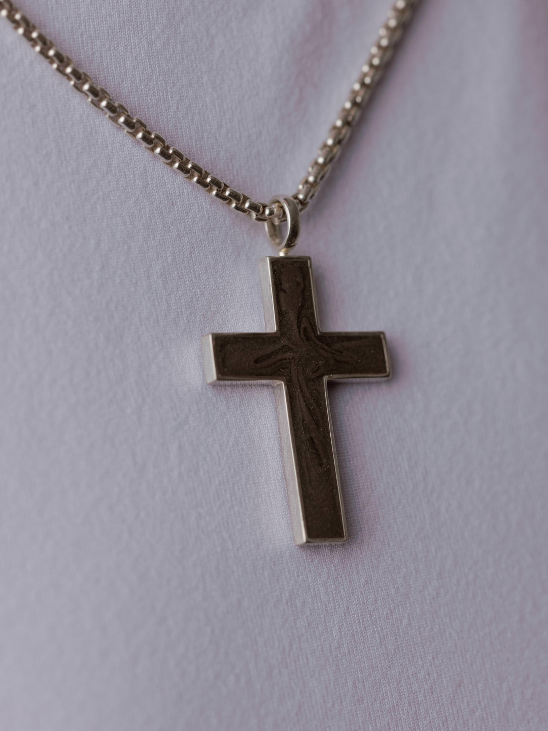 Men's Cross Cremation Necklace in 14K Rose Gold