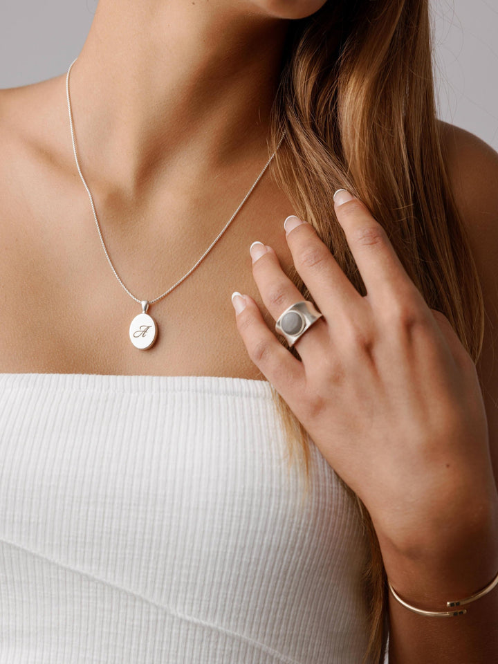 Concave Band Cremation Ring in 14K White Gold
