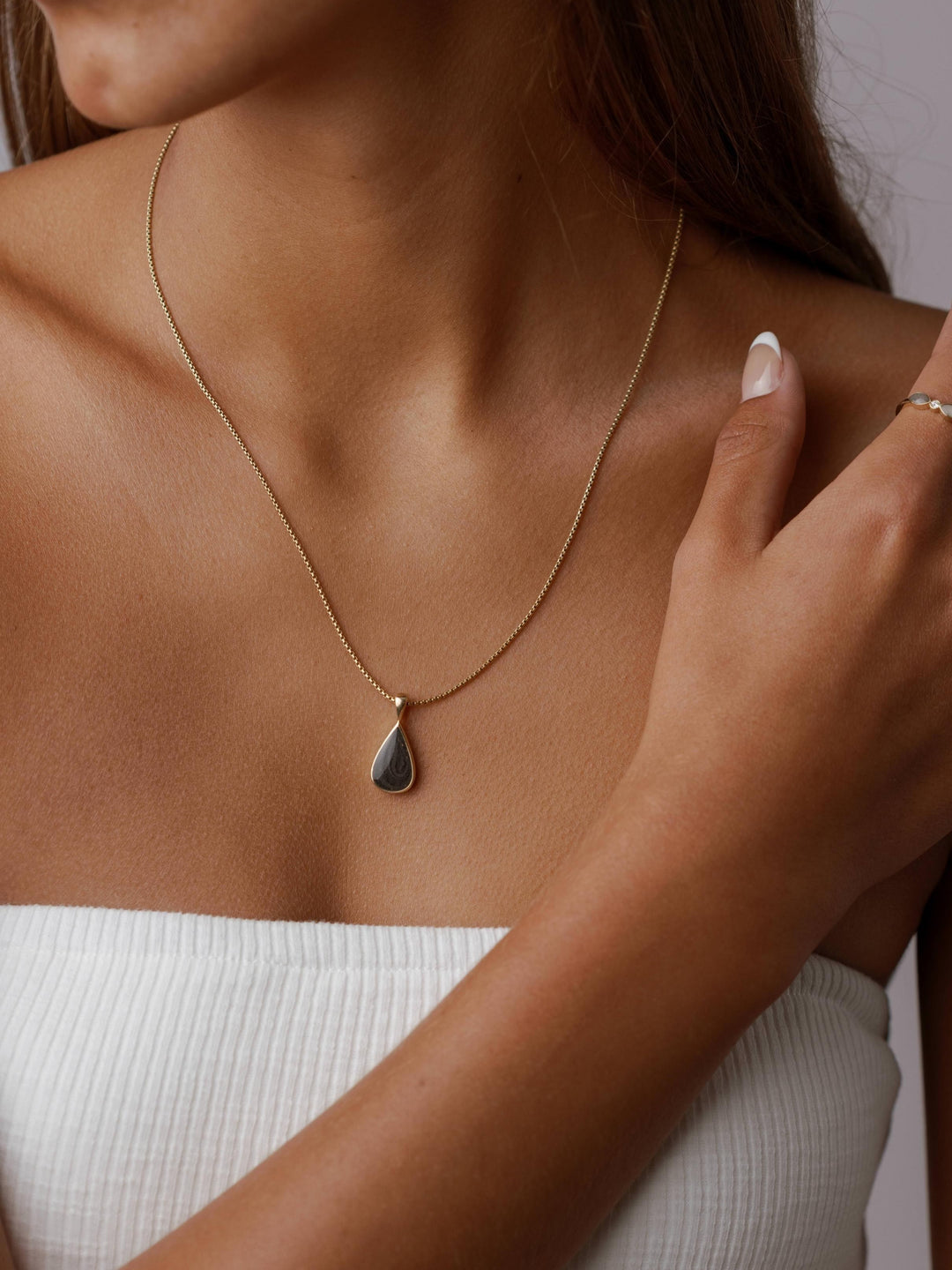 Fancy Bail Teardrop Cremation Necklace in 14K Yellow Gold