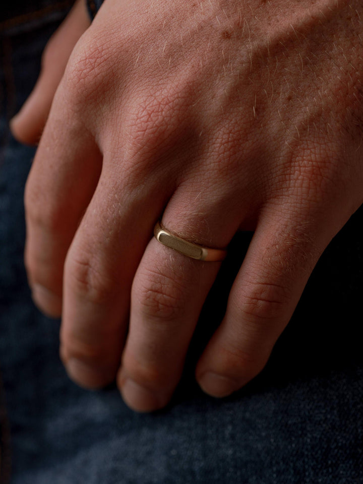 Men's Smooth Band Cremation Ring in 14K Yellow Gold