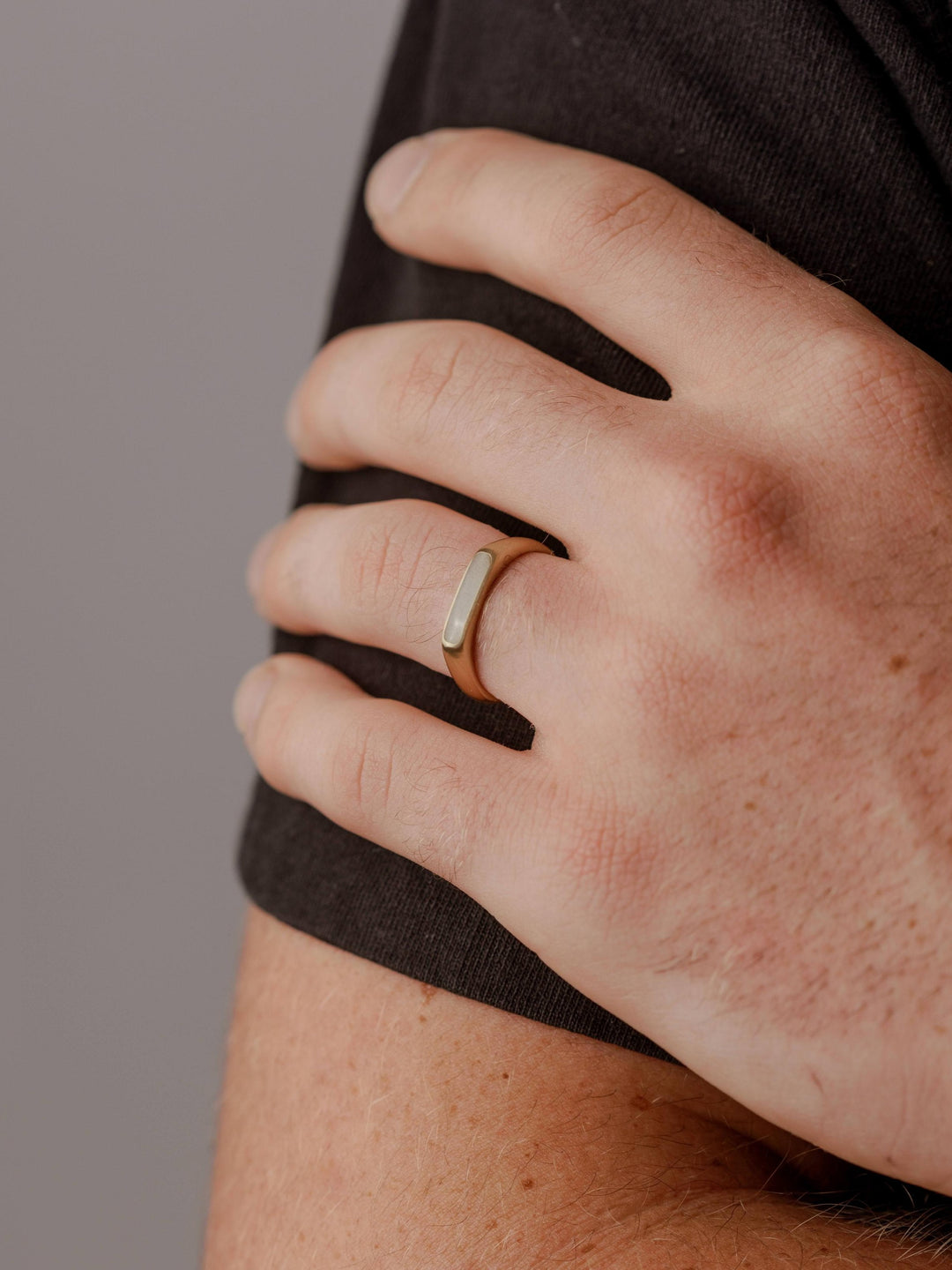 Men's Smooth Band Cremation Ring in 14K Yellow Gold