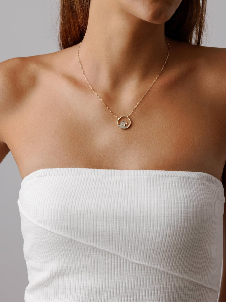 Wave Cremation Necklace in 14K Yellow Gold