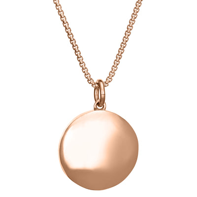 close by me jewelry's 14k rose gold 15mm dome memorial pendant from the back