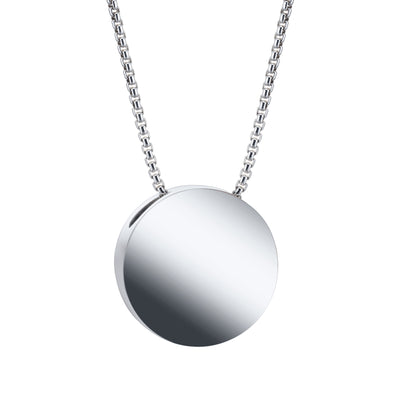 The 14k white gold 15mm sliding solitaire memorial pendant designed by close by me jewelry from the back