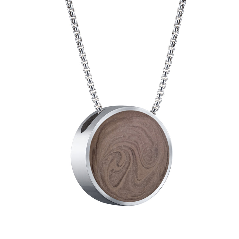 The 14k white gold 15mm sliding solitaire memorial pendant designed by close by me jewelry from the side