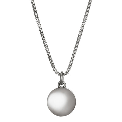The sterling silver 8mm dome ashes necklace by close by me jewelry from the back