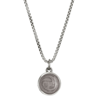 The sterling silver 8mm dome ashes necklace by close by me jewelry from the front
