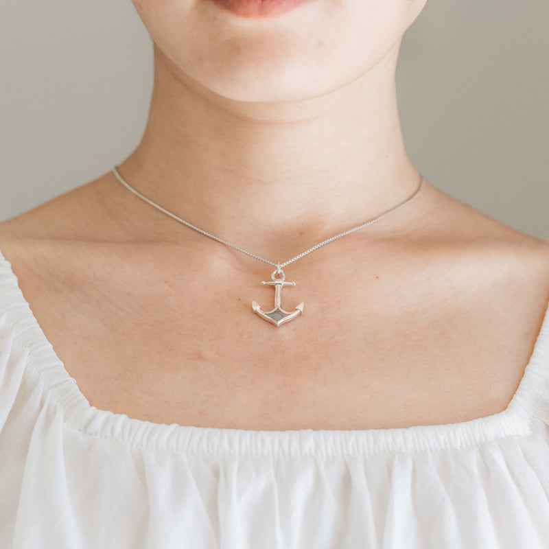 Anchor Cremation Necklace in 14K Rose Gold