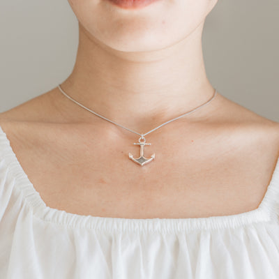 Anchor Cremation Necklace in Sterling Silver
