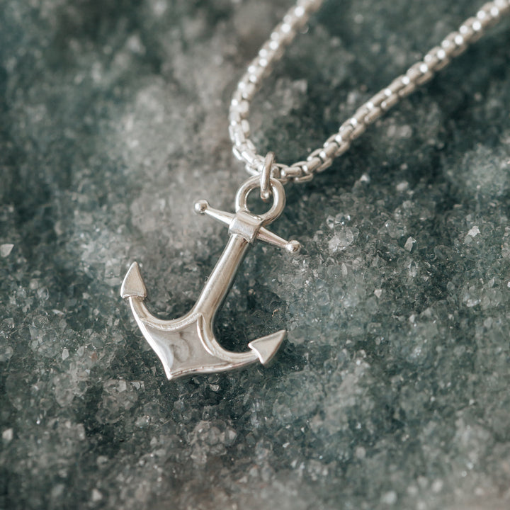 Anchor Cremation Necklace in 14K White Gold