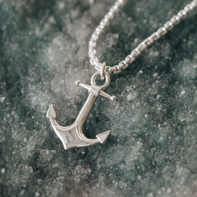 Anchor Cremation Necklace in 14K Yellow Gold