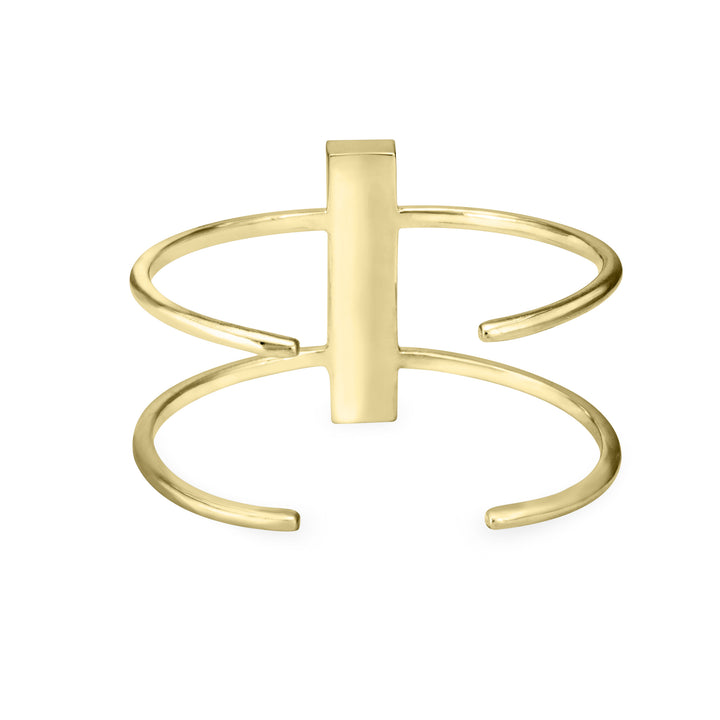 14k Yellow Gold Bangle Bracelet pictured from the back with a white background.