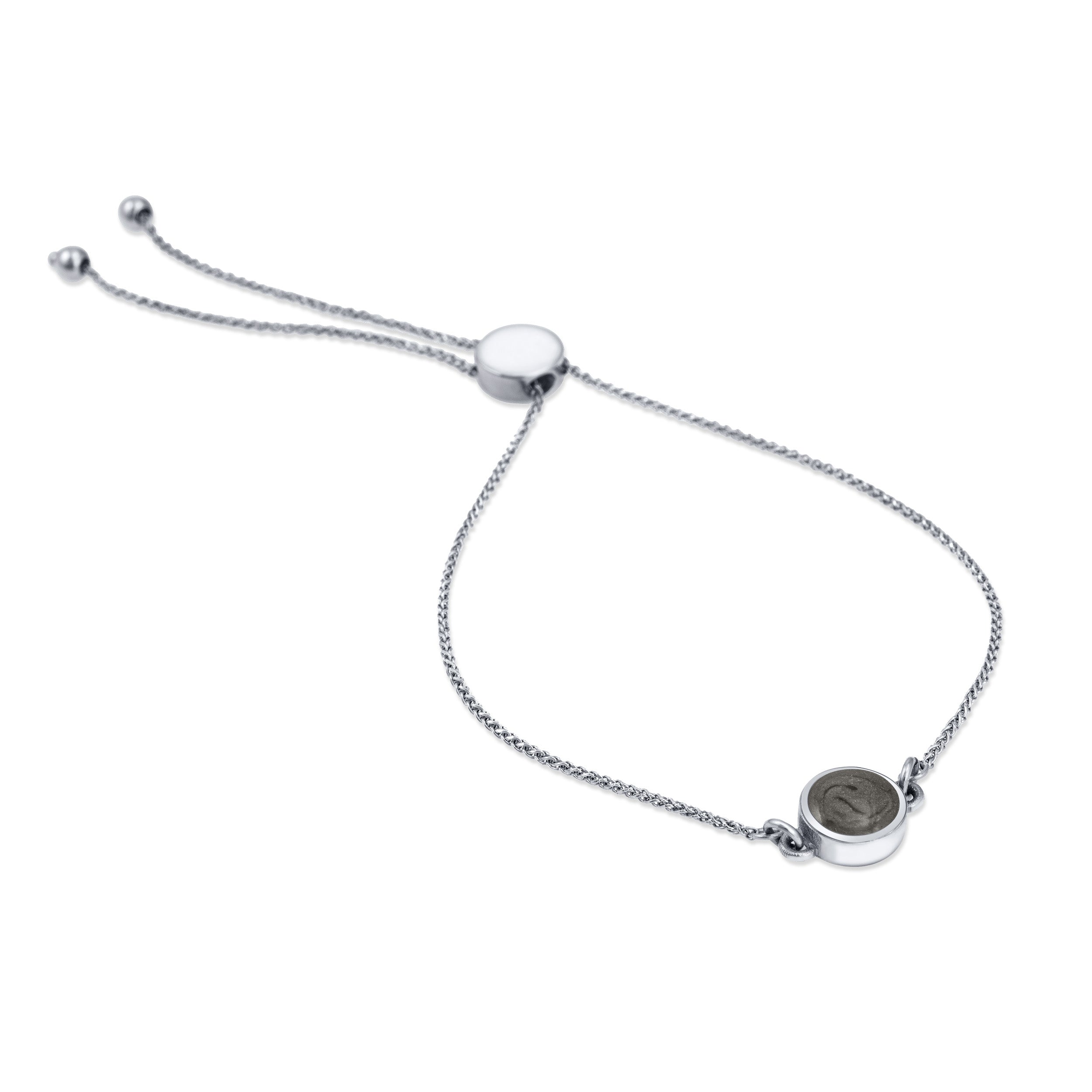 Ashes in glass silver bangle with silver heart charm | forgetmenotglassuk