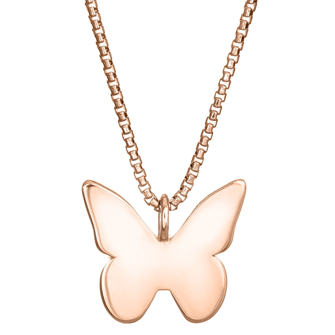 Pictured here is close by me jewelry's Butterfly Ashes Pendant in 14K Rose Gold from the back