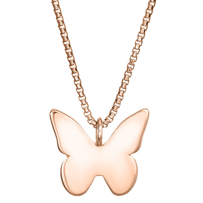 Pictured here is close by me jewelry's Butterfly Ashes Pendant in 14K Rose Gold from the back