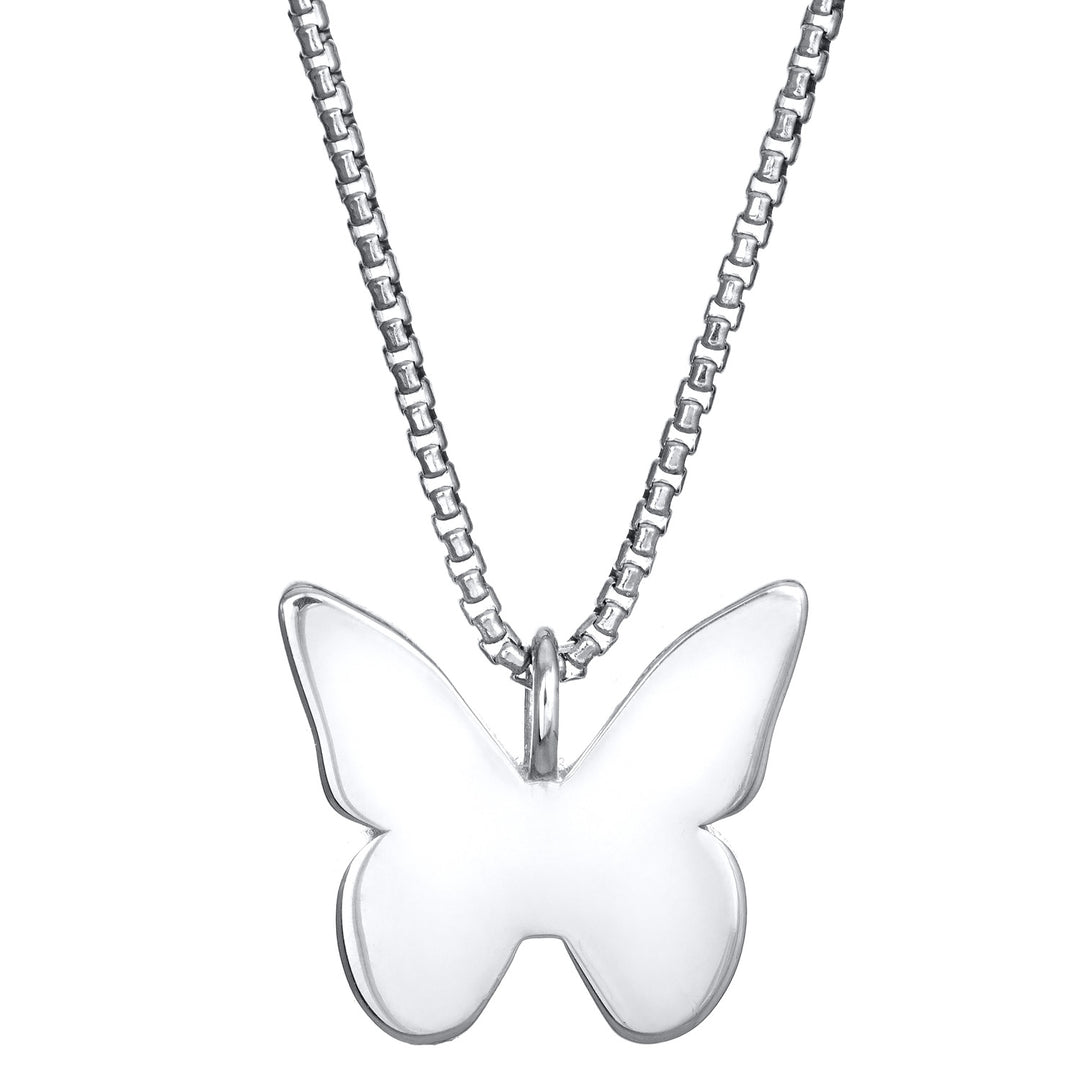 Pictured here is close by me jewelry's Butterfly Pendant with Ashes in 14K White Gold from the back