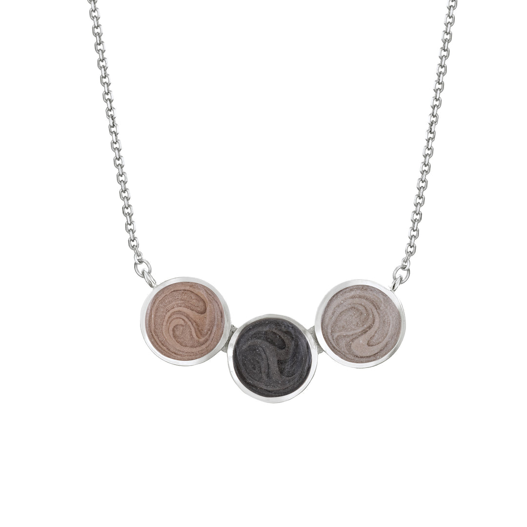 Three Setting Chevron Cremation Necklace in Sterling Silver
