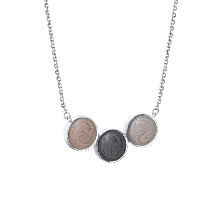 Three Setting Chevron Cremation Necklace in 14K White Gold