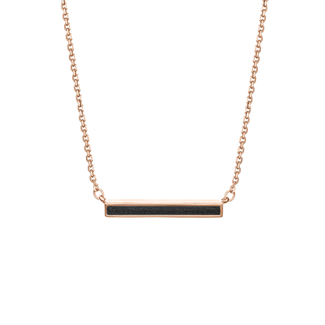 Thin Lateral Bar Cremation Necklace in 14K Rose Gold