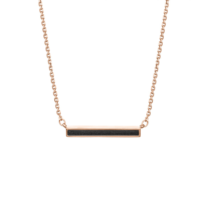 Thin Lateral Bar Cremation Necklace in 14K Rose Gold
