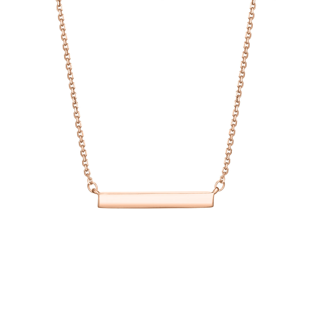 Thin Lateral Bar Cremation Necklace in 14K Rose Gold